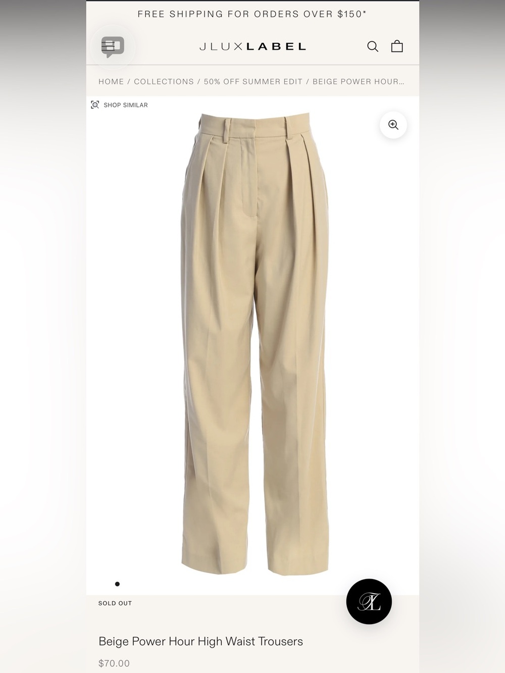 JLUXLABEL Wide Leg Pleated Trousers in Light Beige